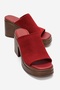 Nola Red Suede Genuine Leather Women's Platform Heeled Slippers