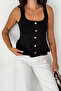 Women's Gold Button Detailed Strappy Peplum Blouse - 5