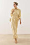 Piping Detailed Shirt Dress Yellow - 5