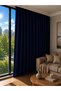 Dark Blackout Navy Blue Blackout Background Curtain Sunlight-Proof Non-Pleated Single Panel Tulle Curtain Rustic - 2
