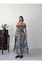 Viscose Fabric Madonna Collar Women's Long Dress - 4
