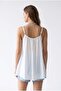 2195 Women's Lined Strappy Modal Gathered Casual Blouse White - 6