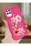 Samsung Galaxy A12 Compatible Case Camera Protector Red Silicone Couple Phone Case Floral Pattern