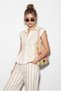 Women's White 100% Cotton Waist-Fitted Flounce Cut Linen Textured Shirt 4735 60286279