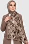 Light Brown Leaf Patterned Bamboo Crush Shawl - Wrinkled Textured Casual Shawl - 2