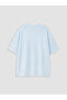 Lcw Curve Blue Large Size 100% Cotton Oversize Women's T-Shirt - 7