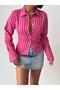 Crep Women's Striped Corset with Lace Detail, Fitted at the Waist, Pink - 6
