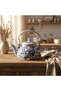 Blue Enamel Kettle With Floral Arabesque Design - 2.5 Litre - 3