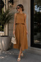 Women's Aerobin Fabric Skirt with Button Detail, Midi Length, Two-Piece Set