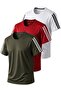 3-Piece Sleeve Stripe Quick Dry Breathable Fabric Sports T-Shirt