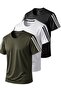 3-Piece Sleeve Stripe Quick Dry Breathable Fabric Sports T-Shirt