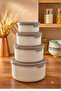 Set of 4 Round Storage Containers (0.45 ml - 0.8 ml - 1.5 L - 2.5 L) Microwave and Freezer Compatible - 3