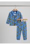 100% Cotton Long Sleeve Buttoned Seasonal Bat Patterned Soft Textured Bottom and Top Baby Boy Pajama Set - 2