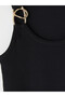 Black U-Neck Women's Tank Top with Metal Appliqué - 3