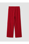 Brown Textured Women's Trousers with Elastic Waist - 5