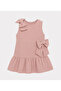 Dusty Rose Linen Baby Dress with Bow - 2