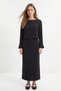 Black Crew Neck Long Sleeve Blouse Dress Set 18005 - 2