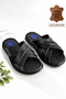 Men's Genuine Leather Slippers Ultra Comfortable Orthopedic Sole Lightweight Soft Comfortable Daily Black Slippers - 4