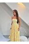 Yellow Bloom Floral Patterned Corseted Strappy Maxi Dress - 5
