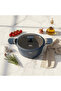 Blue Casserole with Glass Lid - Non-Stick Grey Marble Coating - 32 cm - 2