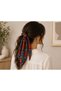Women's Geometric Patterned Pleated Scarf – Orange Blue Patterned Neck and Hair Accessory 90X40 - 2