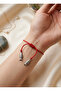 Red String Bracelet with Double Fish Figure Adjustable Lucky Bracelet Silver Color - 2