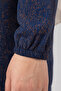 Women's Geometric Speckled Patterned Crew Neck Lace-Up Woven Viscose Tunic - 3