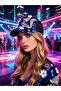 Women's Sequin Stone Embroidered Baseball Cap with Fox Figure and Floral Detail, Mesh Party Hat, Handcrafted - 5