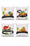 Road Construction Vehicles Patterned 4-Piece Children's and Baby Pillow Cover Set - 3