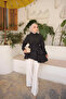 Black Layered Shirt with String Ties - 3