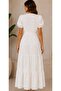 Busem-Women's White Double-Breasted Collar Belt-Fastened Layered Long Dress Summer Casual Dress - 4