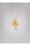 Gold Heart Medallion Necklace with Stone Figure