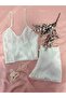 Cream Ribbon Luxury Satin Shorts Pajama Set