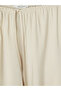 Özmarka New Season Beige Women's Trousers with Elastic Waist - 7