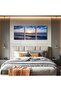 Ocean Sunset Beach 3 Piece Gallery Wrapped Canvas Wall Art | 3x 30x40cm 12x16 inch | Panoramic Sea Waves Triptych - 3