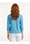 بلوزة نسائية زرقاء مريحة بأكمام 3/4 من قماش المودال - 2