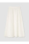 Ecru Zippered Embroidered A-Line Skirt