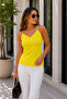 Summer Energy -V-Neck Thin Strap Basic Viscose Women's Blouse-Yellow