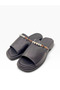 Daily Poly Sole Comfortable Stone Detailed Genuine Leather Slippers - 2 cm - 3