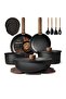 19-Piece Non Stick Cookware Set, Detachable Handle, PFOA & BPA Free, Dishwasher Safe, Black