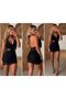 Women's Rope Strap Lined Mesh Detail Mini Dress - 2