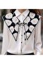Minimal Daisy Patterned Tie-Up Shoulder Collar Scarf Black Ecru Mustard