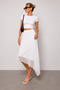 Women's White Asymmetrical Cut Lined Lace Skirt - 2