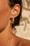20 mm Half Round Turquoise Color Stone Earrings - 2