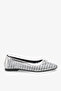 Noysa Women's Knitted Ballerinas - Silver