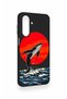Samsung A26 Compatible Red Sun Whale Pattern Silicone Case - 4