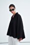 Women's Organic Cotton Striped Cape Blouse Black - 2