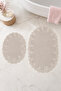 Lace 2-Piece Non-Slip Leather Based Oval Bath Mat Set with Laces, Washable Bath Set Piera
