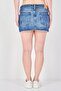 Women Washed Denim Skirts, Blue - 4