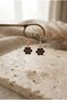 Obsidian Natural Stone Flower Figured Earrings